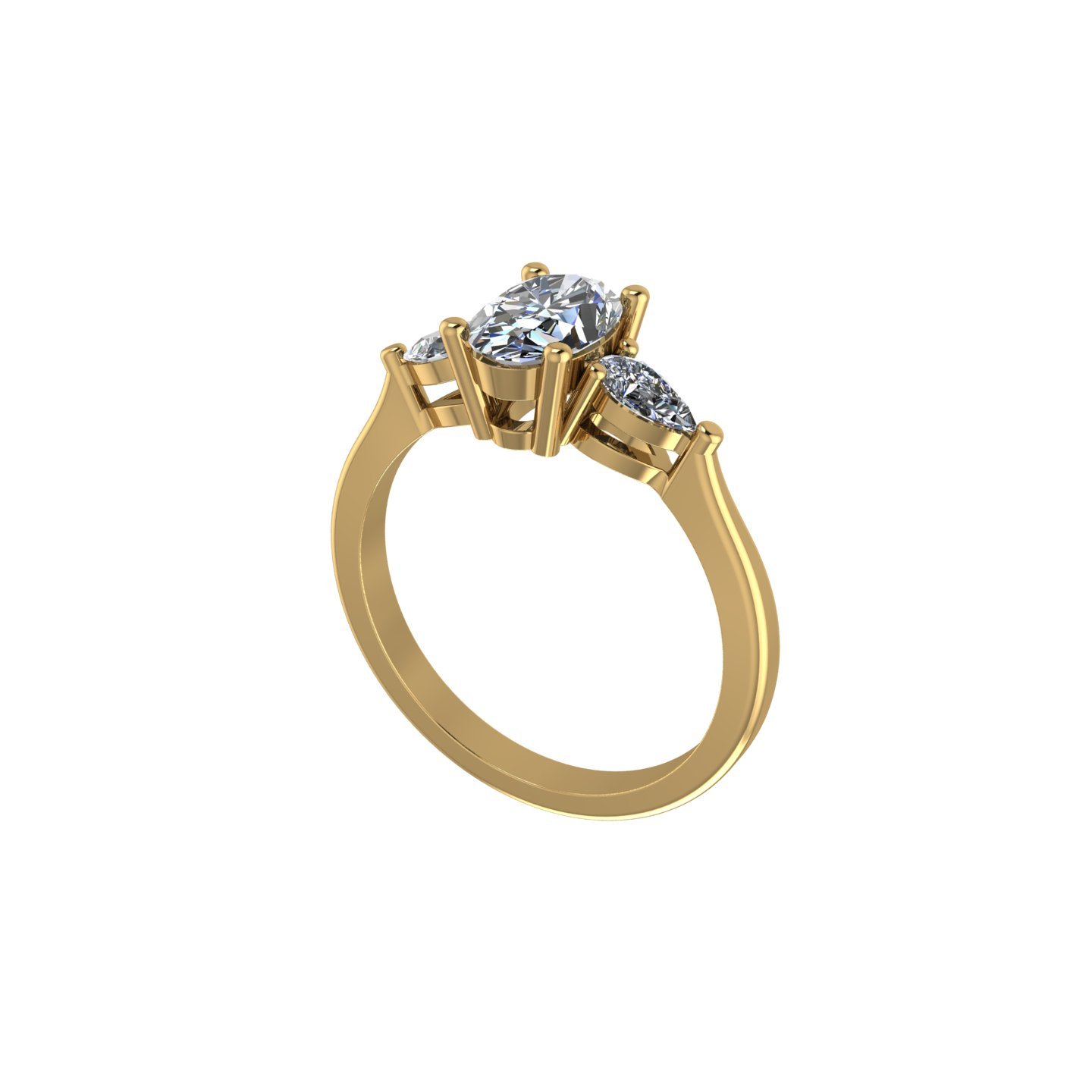 Oval And Pear Shape Three Stone Engagement  Diamond Ring