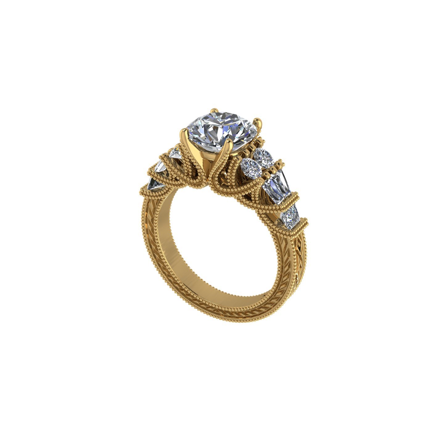 Princess Cut Vintage Inspired Engagement Ring with Filigree