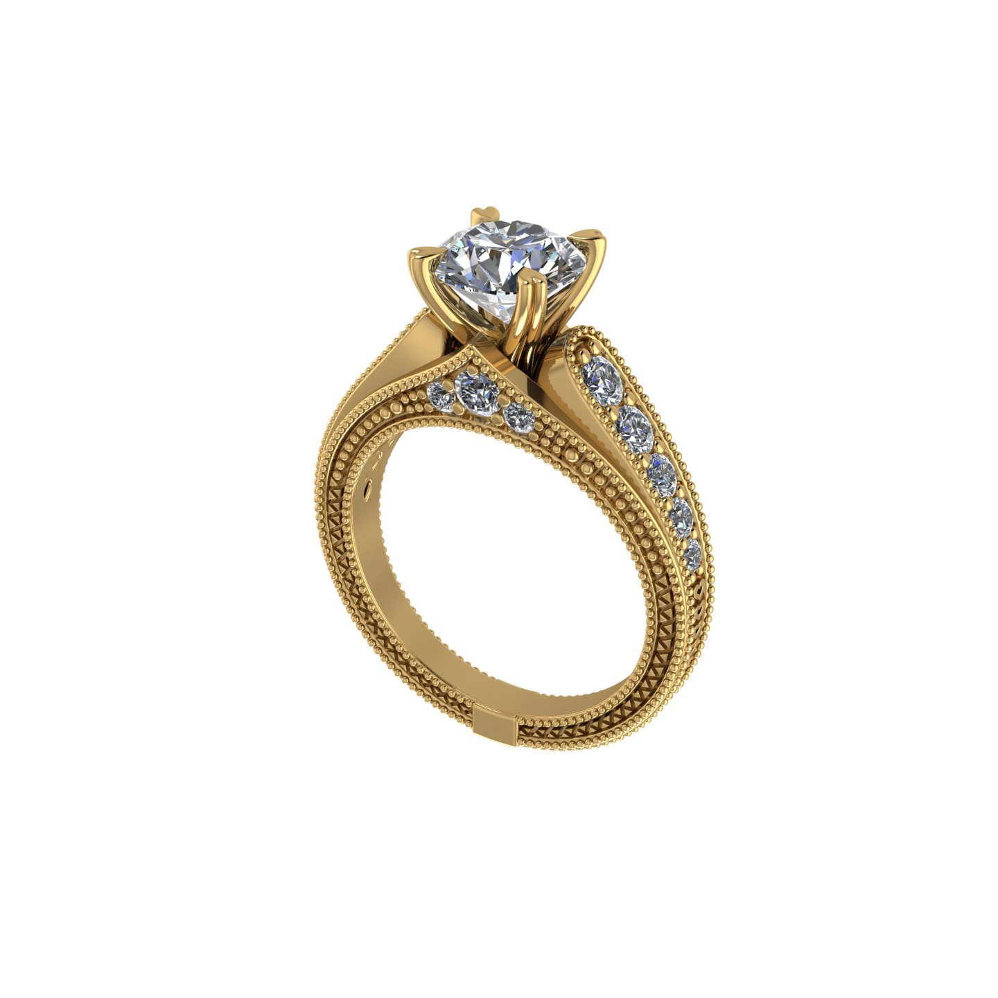 Vintage Inspired Round Diamond Engagement Ring