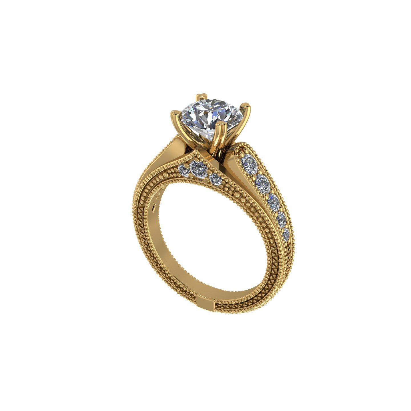 Round Diamond Peekaboo Engagement  Ring